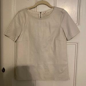J Crew Collection Leather front short sleeve shirt
